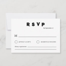 Minimalist Wedding RSVP Card | Simple Black &White Einladung