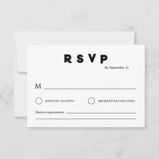 Minimalist Wedding RSVP Card | Simple Black &White Einladung (Vorderseite)
