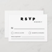 Minimalist Wedding RSVP Card | Simple Black &White Einladung (Vorne/Hinten)