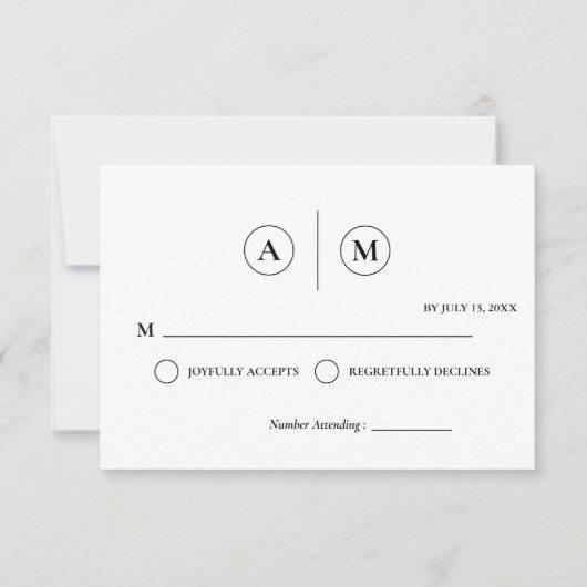 Minimalist Wedding RSVP Card | Simple Black &White Einladung (Vorderseite)