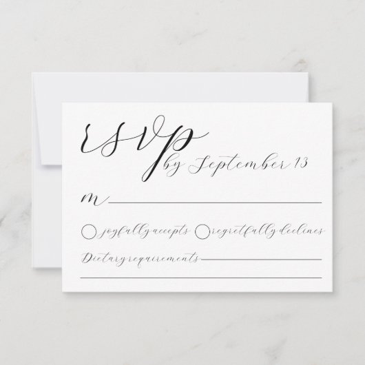 Minimalist Wedding RSVP Card | Simple Black &White Einladung (Vorderseite)