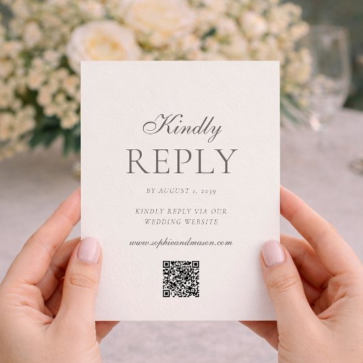 Minimalist Wedding RSVP Card with QR Code Einladung