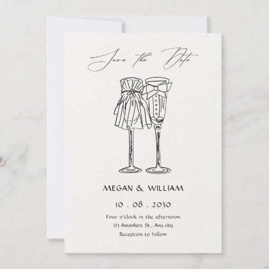 Minimalist wedding  save the date (Vorderseite)