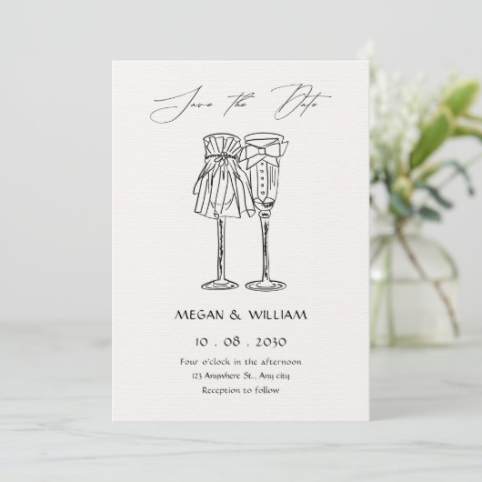 Minimalist wedding  save the date (Stehend Vorderseite)