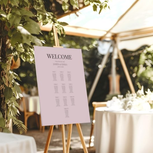 Minimalist Wedding Seating Plan (10) Dusky Rose Poster