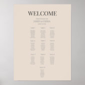 Minimalist Wedding Seating Plan (10) Soft Latte Poster (Vorne)