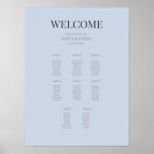 Minimalist Wedding Seating Plan (8) Dusky Blue Poster (Vorne)
