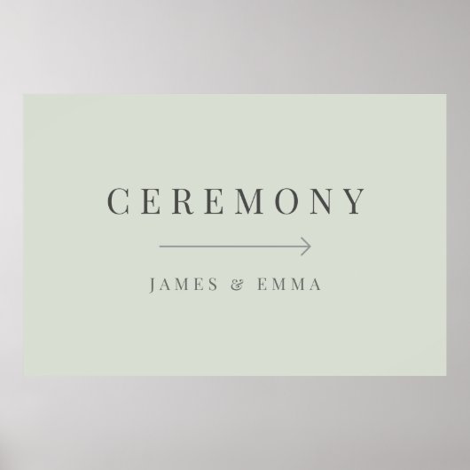 Minimalist Wedding Sign Pale Sage Poster (Vorne)