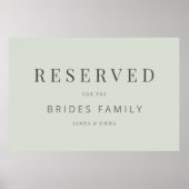 Minimalist Wedding Sign Pale Sage Poster (Vorne)
