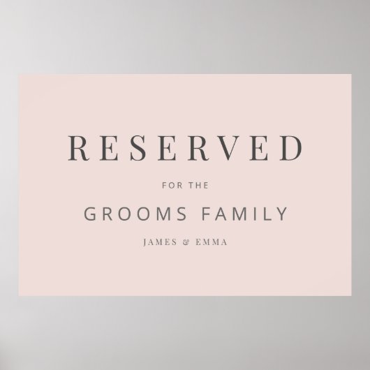 Minimalist Wedding Sign Warm Blush Poster (Vorne)
