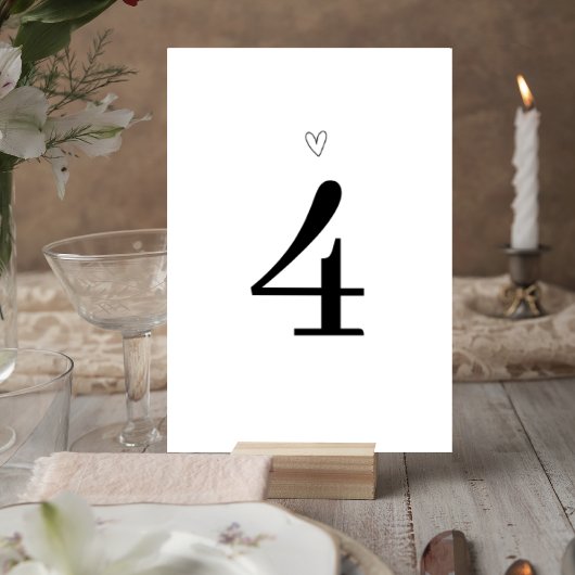 Minimalist Wedding Table Number Card with Heart Tischnummer