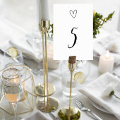 Minimalist Wedding Table Number Card with Heart Tischnummer