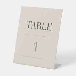 Minimalist Wedding Table Number Soft Latte Sockelschild