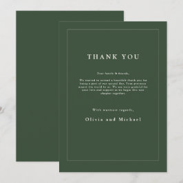 Minimalist Wedding Thank You Card Dark Green Chic Dankeskarte