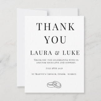 Minimalist Wedding Thank You Card | Editable Dankeskarte