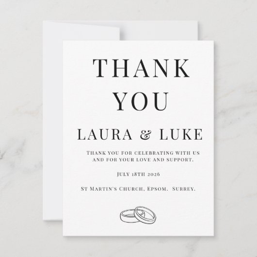 Minimalist Wedding Thank You Card | Editable Dankeskarte (Vorderseite)