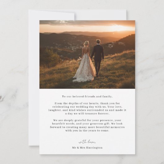 Minimalist Wedding Thank You Card – Photo Template Dankeskarte (Rückseite)