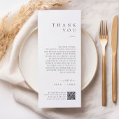 Minimalist Wedding Thank You Note with QR Code Menükarte