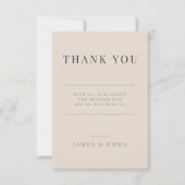 Minimalist Wedding Thank You Soft Latte Dankeskarte (Vorderseite)