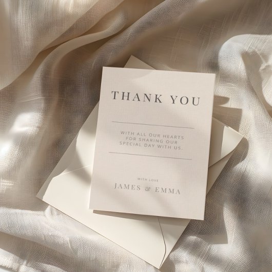 Minimalist Wedding Thank You Soft Latte Dankeskarte