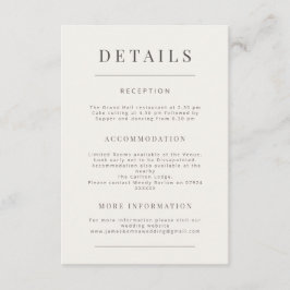 Minimalist Wedding Warm White Begleitkarte