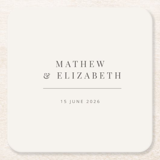 Minimalist Wedding  | Warm White Rechteckiger Pappuntersetzer (Vorderseite)