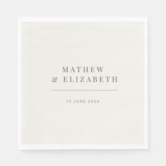 Minimalist Wedding | Warm White Serviette (Vorderseite)