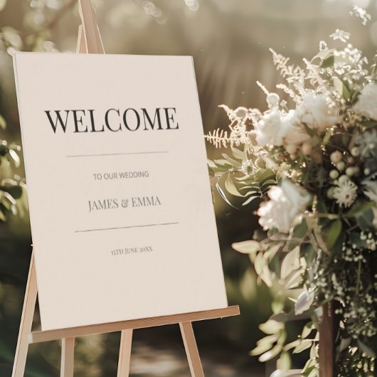 Minimalist Wedding Welcome Sign Soft Latte Poster