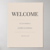 Minimalist Wedding Welcome Sign Soft Latte Poster (Vorne)
