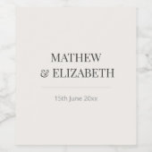 Minimalist Wedding Wine Labels | Warm Ivory Weinetikett (Einzelnes Label)