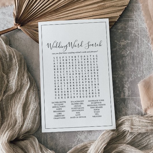 Minimalist Wedding Word Search Game Flyer