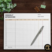 Minimalist Weekly Spending Tracker Notizblock
