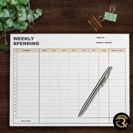 Minimalist Weekly Spending Tracker Notizblock
