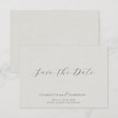 Minimalist Weiß Faux Leinen Save The Date (Vorne/Hinten)