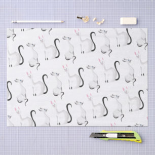Minimalist Weiß Katzen Muster Seidenpapier