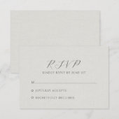 Minimalist Weiß Kunstleinen RSVP Karte (Vorne/Hinten)