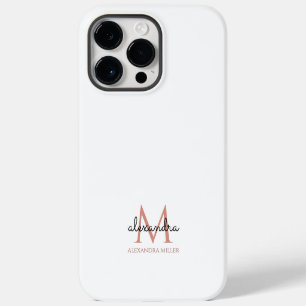 Minimalist Weiß Rosé Schwarz Monogramm Name iPhone 14 Pro Max Hülle