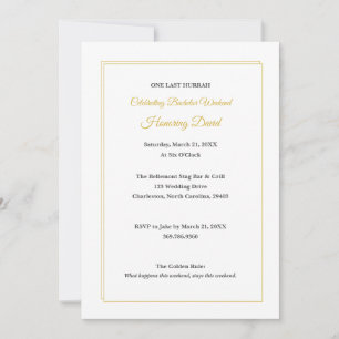 Minimalist Weiß und Gold Junggesellenabschied Einladung