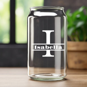 Minimalist Weißer Buchstabe I Monogramm und benutz Dosenglas