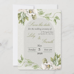 Minimalist weißer gepunkteter Grünton 'Save The Da Save The Date