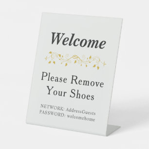 Minimalist weißer Marmor - Schuhe ausziehen WiFi Sockelschild