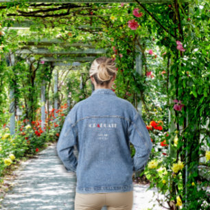 Minimalist weißer roter Abschlussname Jeansjacke