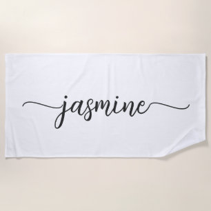 Minimalist Weißes Monogramm Name Riesige Schrift Strandtuch