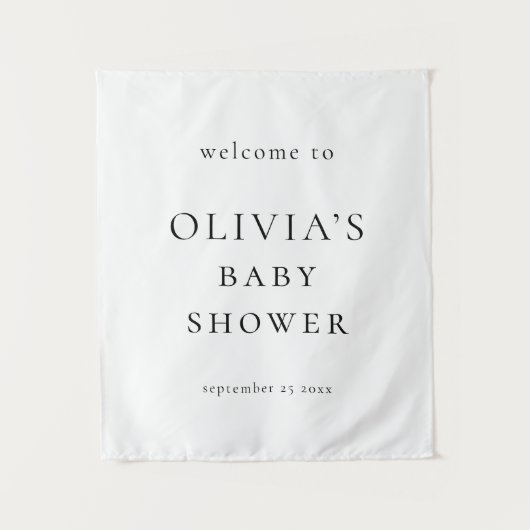 Minimalist Welcome to Baby Shower Fabric Sign Wandteppich (Vorderseite)