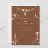 Minimalist Western Rustic Country Photo Wedding Einladung (Vorderseite)