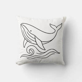 Minimalist Whale Line Art – Ocean Animal  Kissen