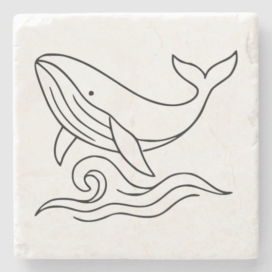 Minimalist Whale Line Art – Ocean Animal  Steinuntersetzer (Vorderseite)