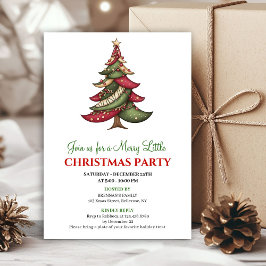 Minimalist whimsical Christmas tree holiday invite Einladung