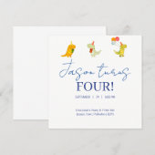 Minimalist Whimsical Dinosaurier-Thema Geburtstag Einladung (Vorne/Hinten)