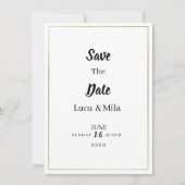 Minimalist white and gold typography Save the Date Einladung (Vorderseite)
